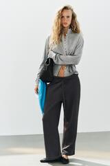 ZARA БРЮКИ ИЗ МЯГКОЙ ТКАНИ НА ШНУРКЕ, АНТРАЦИТОВО-СЕРЫЙ