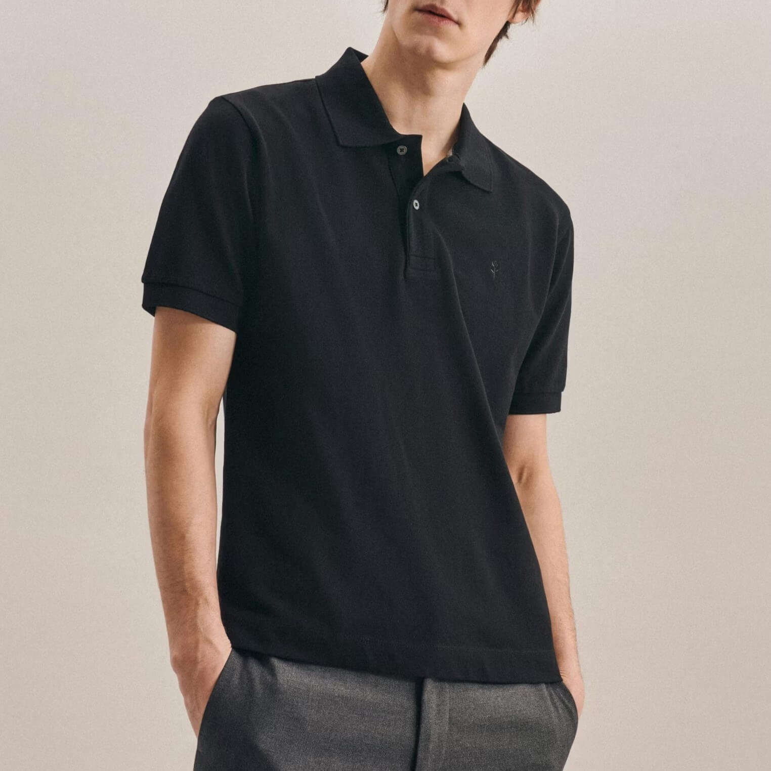 Поло мужское Seidensticker Slim Fit 01.699530-39 чёрное, короткий рукав