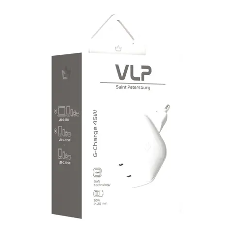 Сетевое зарядное устройство VLP G-Charge 45 Вт USB-C+USB-C белый