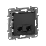 ETIKA Розетка компьютерная двойная RJ45 категория 5Е UTP 6726551 антрацит LEGRAND — фото 2