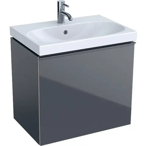 Geberit Acanto 500.614.JK.2 Тумба под раковину, 59.5x53.5x41.6см, темно-серый / лакированный матовый, темно-серый / глянцевое стекло