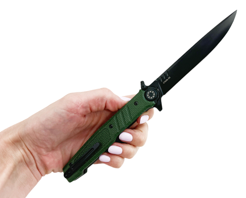 Складной нож Финка-2 Blackwash сталь D2, рукоять Olive , НОКС 349-700106