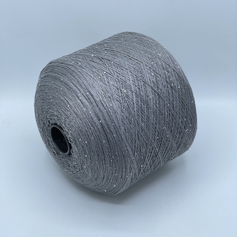 Бобинная пряжа, Merino Pailletes, 450м, 80% Меринос, 20% Полиэстер(пайетка), Серый+пайетка. 39413