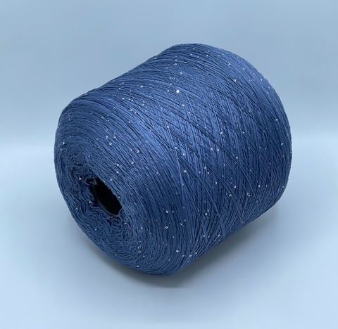 Бобинная пряжа, Merino Pailletes, 450м, 80% Меринос, 20% Полиэстер(пайетка), Джинс+пайетка. 39449