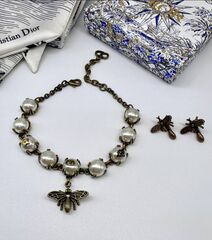 Браслет цепочка в стиле CDior с мухой, цвет винтаж онза
