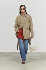 Massimo Dutti Тренч средней длины с поясом, бежевый