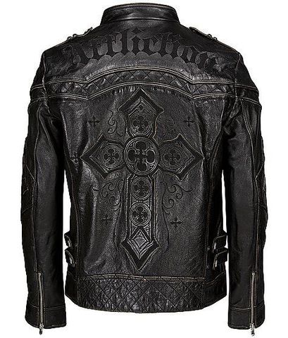 Affliction | Куртка кожаная мужская Gear Up 10OW463B спина