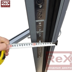 Входная металлическая дверь с зеркалом RеХ (РЕКС) Премиум 290 Темный бетон / зеркало в пол СБ-16 Белый ясень
