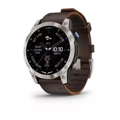 Garmin D2 Mach 1 -  Aviator Smartwatch with Oxford Brown Leather Band