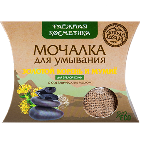 Мочалка для умывания С золотым корнем и мумиё 60 г., Алтын Бай