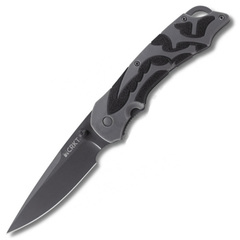Фото Полуавтоматический складной нож Moxie Silver, CRKT 1102, сталь 8Cr14MoV Black Oxide, рукоять термопластик/резина, серый