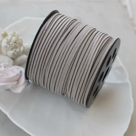 Шнур замшевый (искусственный), серый, 3 мм, 1 метр, ШН003
