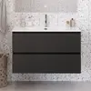 BelBagno UNO-MINI-900-2C-SO-GSO База под раковину подвесная с фрезеров. ручк. по всей длине фасада с двумя выкатн. ящ.,Темно-Серый Мат.,900x395x608