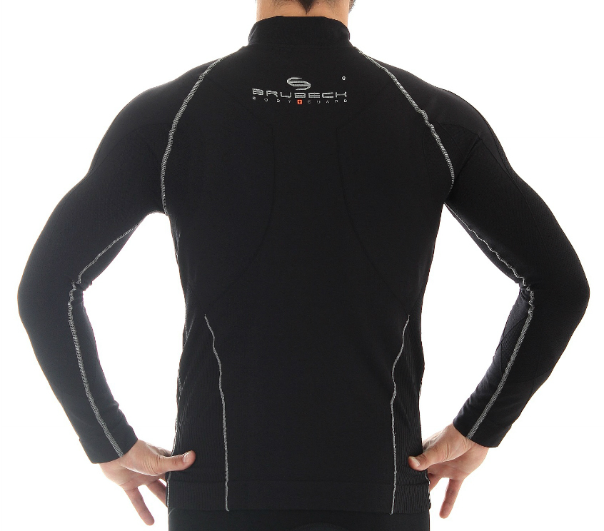 Brubeck Windproof Zip Top толстовка для бега мужская с ветрозащитной мембраной черная - 5