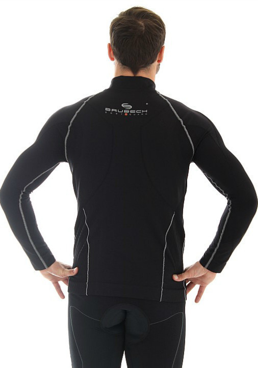 Brubeck Windproof Zip Top толстовка для бега мужская с ветрозащитной мембраной черная