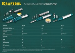 KRAFTOOL SolderGas, 70 B, 30 - 70 Вт, 1300°С, горелка, фен, набор 8 в 1, газовый паяльник (55504-H8)