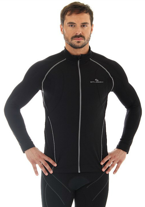 Brubeck Windproof Zip Top толстовка для бега мужская с ветрозащитной мембраной черная - 6