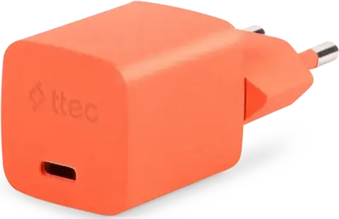 Зарядное устройство TTEC SmartCharger GAN 20W PD USB-C Travel Fast Chargerс каб USB-C 1,2м, неоновый оранжевый