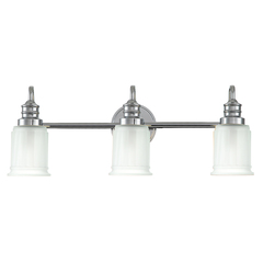 Хромированное бра для ванной со стеклянным плафоном на 3 лампы Quoizel Swell QZ-SWELL3-PC-BATH, G9, IP44