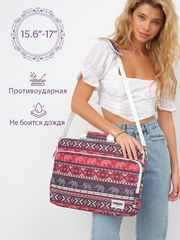 Сумка для ноутбука 15,6" и 17" с ремнем на плечо и большим карманом спереди (Бохо слоны)