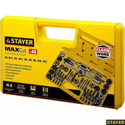 STAYER MaXCut, 40 предметов, инструментальная сталь, набор метчиков и плашек (2805-H40)