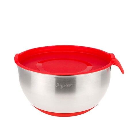 Миска Jolly Kitchen с ручкой, красная, 20 см, нержавеющая сталь 0,5 мм, объем 2л