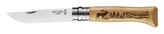 Фото Нож Opinel №8, нержавеющая сталь, рукоять дуб, гравировка олень