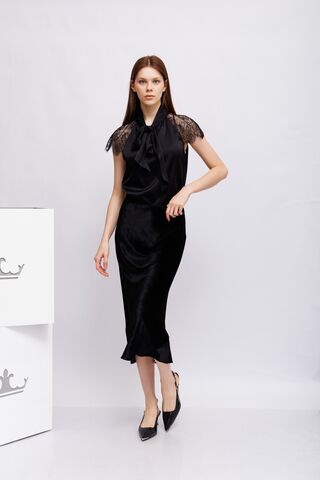 Marc Cain Glam Блуза шелковая с эластаном, украшенная кружевом