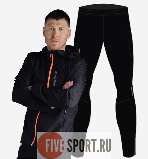 Nordski Run Premium костюм для бега мужской Black-Orange