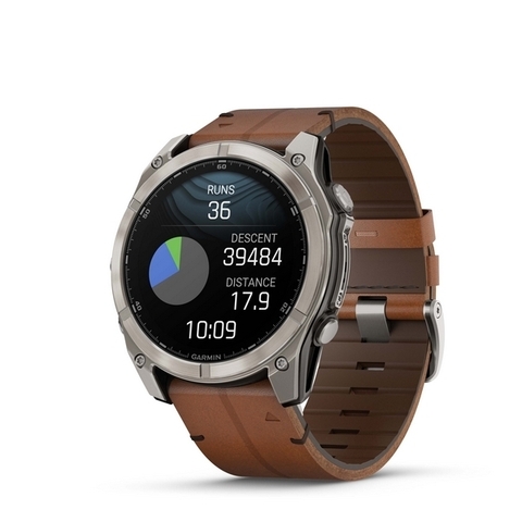 Fenix 8 - 51 mm, AMOLED, Sapphire Bare Titanium, Black with Chestnut Leather Band
