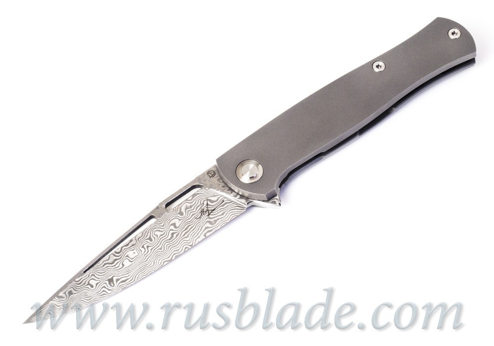 Cheburkov Pike Damascus Custom Folding Knife