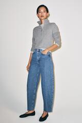 ZARA ДЖИНСЫ TAPERED С ВЫСОКОЙ ПОСАДКОЙ — ZW COLLECTION, СИНИЙ