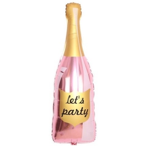 Шар Фигура, Бутылка Шампанского, Let's party!, Розовый, 106х40 см