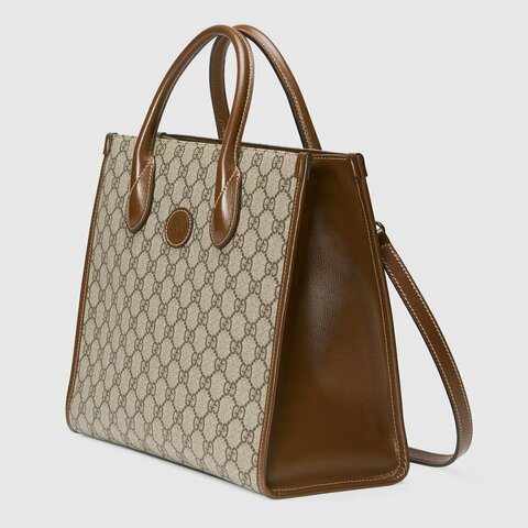Маленькая сумка-тоут Gucci GG Supreme из парусины бежевый