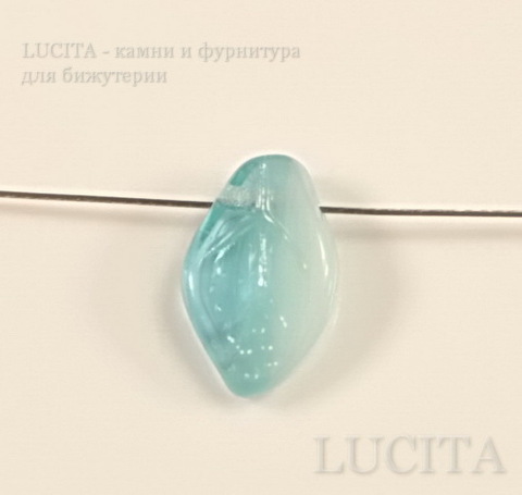 Бусина "Листик"  (цвет- голубой+светло-голубой) 12х7 мм , 20 штук ()