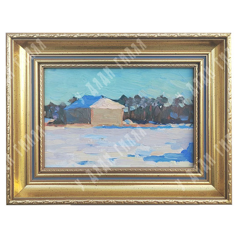Динес Ю. С. Зима. Переделкино. Этюд. Картон, масло. 1956