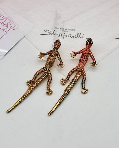 Серьги длинные ЯЩЕРИЦЫ в стиле Schiaparelli