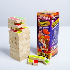 Падающая башня дженга, настольная игра для взрослых, с заданиями (54 бруска)
