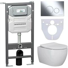 Ceramica Nova CN3001_1001CH_1000 Комплект: Подвесной унитаз + Шумоизоляционная панель для инсталляции + Система инсталляции для унитазов с кнопкой смыва фото