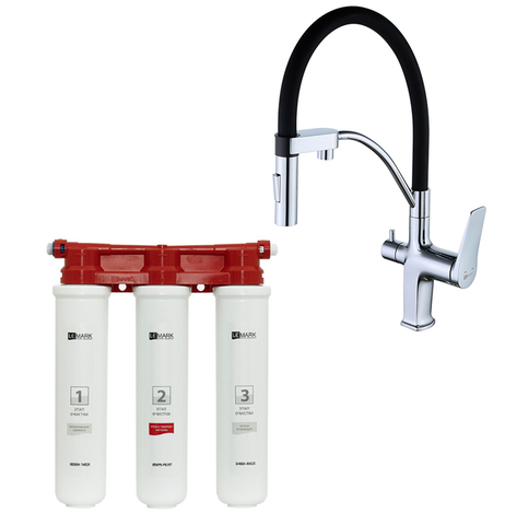 Lemark LM3074C085 Комплект Lemark: Смеситель LM3074C для кухни с гибким изливом + Фильтр BASIC для очистки воды от хло