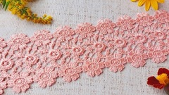 Кружево плетеное, ш. 7,5 см, розово-персиковый
