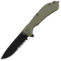Фото Складной нож Daggerr Wocket Olive BW Serrated, сталь 8Cr14MoV, рукоять FRN