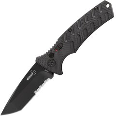 Фото Автоматический складной нож Boker Strike Tanto All Black, сталь AUS-8, рукоять алюминий, полусеррейтор