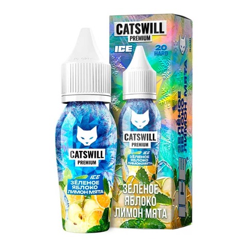 Жидкость CATSWILL PREMIUM ICE Salt 2% STRONG 30 ml - ЗЕЛЁНОЕ ЯБЛОКО ЛИМОН МЯТА