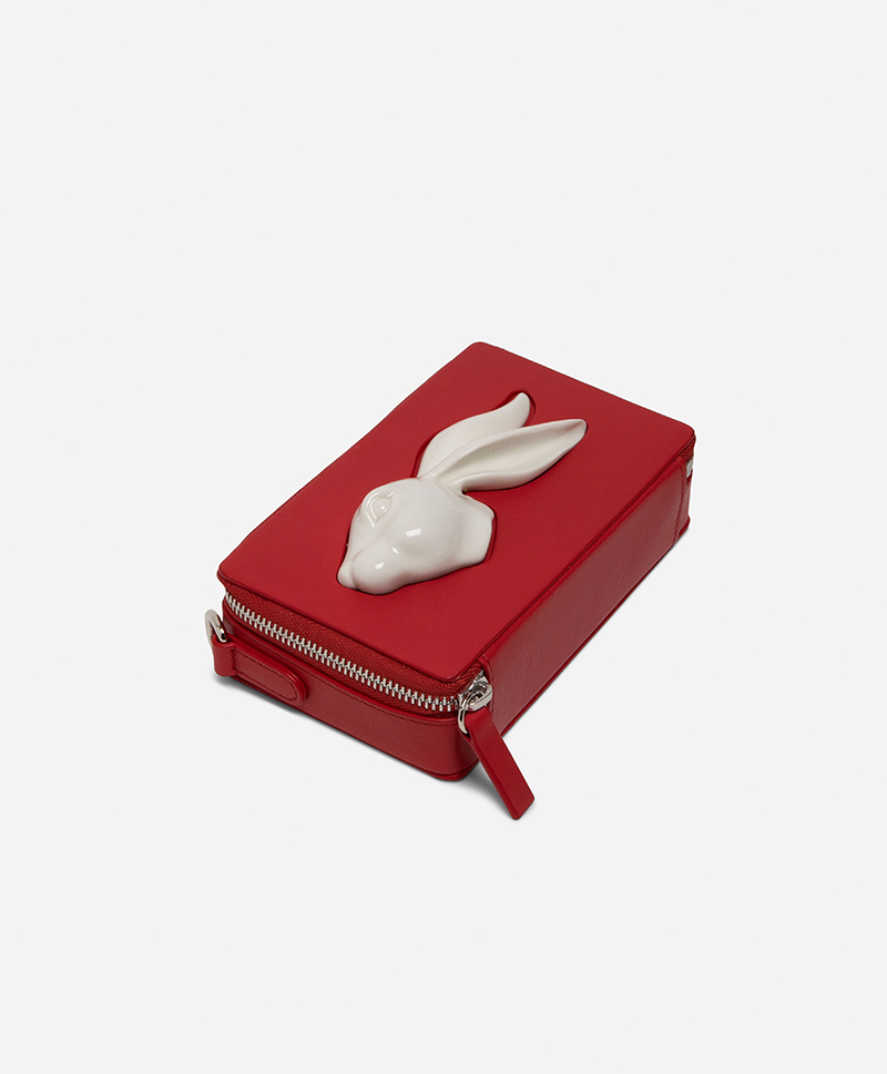Прямоугольная сумка mini Rabbit Head Napa Tomato