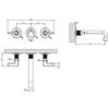 Gessi Inciso 58090#031 Встраиваемый смеситель для раковины на 3 отверстия с изливом 210-190мм (внешние части), цвет: хром