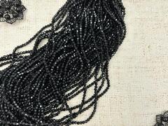 Бусины граненые Биконус стекло на леске, р. 4х4 мм, отверстие 1 мм, ~83 бусины*10 нитей, чёрный