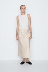 Massimo Dutti Свободная юбка с карманами - STUDIO, каменный