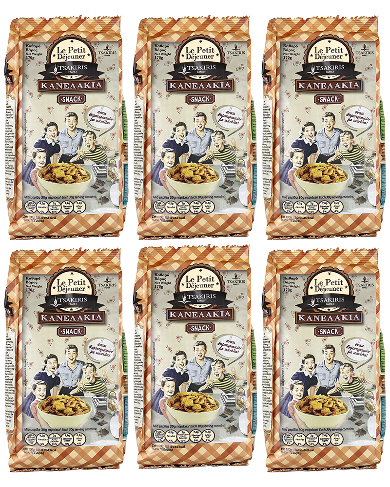 Хрустящие хлопья из цельнозерновой пшеницы с корицей LE PETIT DEJEUNER TSAKIRIS FAMILY 170 г - 6 шт.