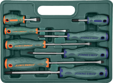 Jonnesway D71PP08S Набор отверток стержневых ANTI-SLIP GRIP, 8 предметов 48388